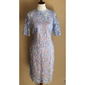 Just Me Women’s Lace Blue Nude Lined Lace Sheath Dress size M